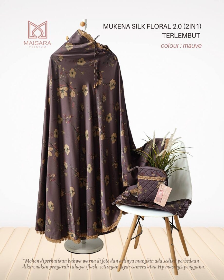 Prayer Set Silk Maisara - Floral 2in1 Mauve