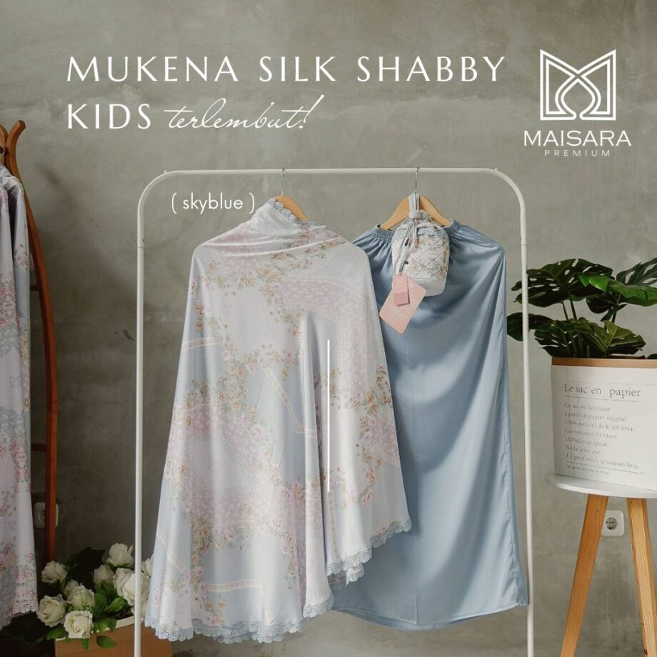 Prayer Set Silk Maisara KIDS - Skyblue